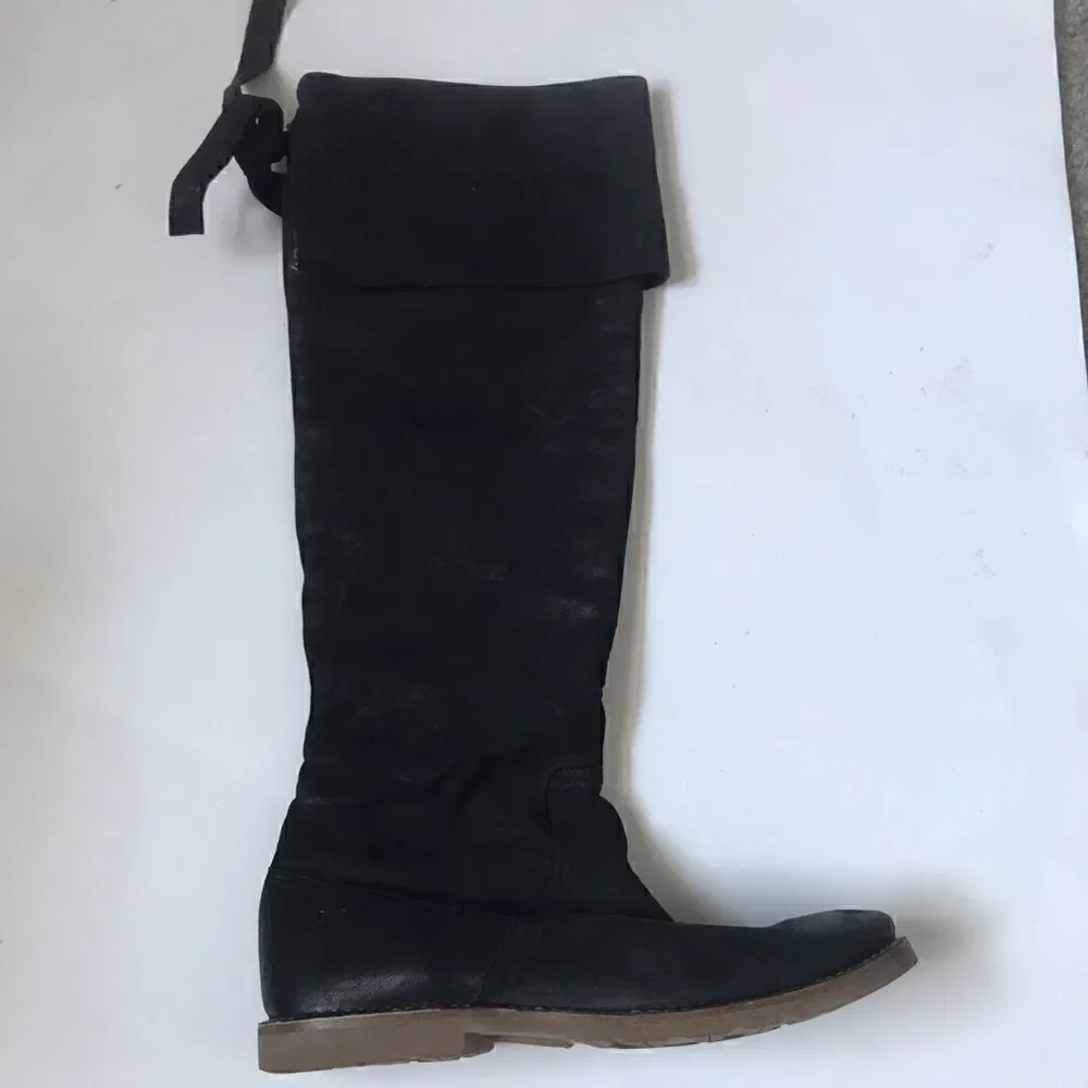 Frye Celia over the knee black leather boots NWOT